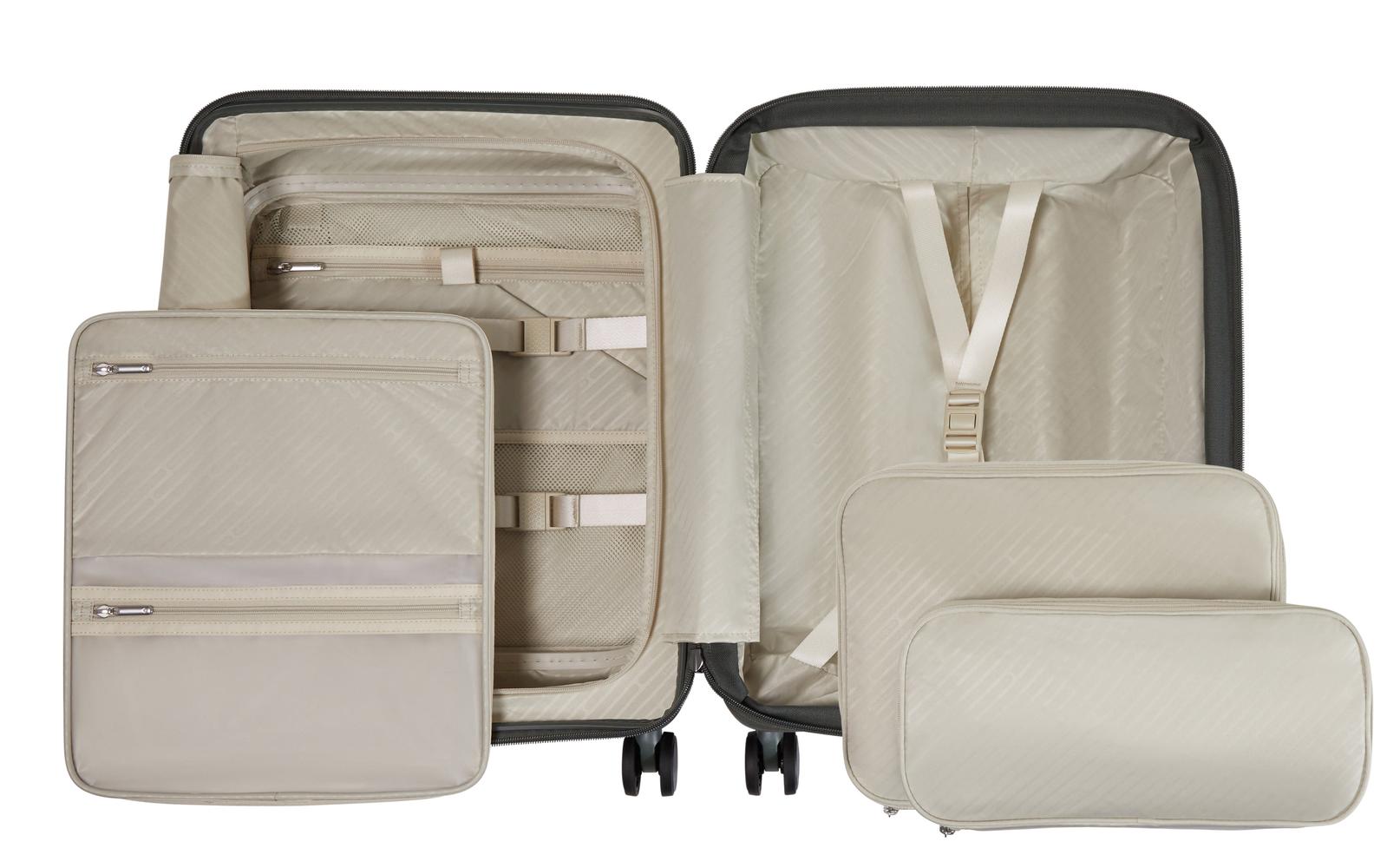 Samsonite Paralux Utvidbar kabinkoffert med dobbel inngang 55 cm Oliven-Harde kofferter-BagBrokers