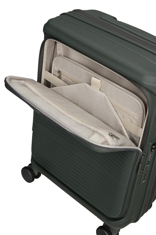 Samsonite Paralux Utvidbar kabinkoffert med dobbel inngang 55 cm Oliven-Harde kofferter-BagBrokers
