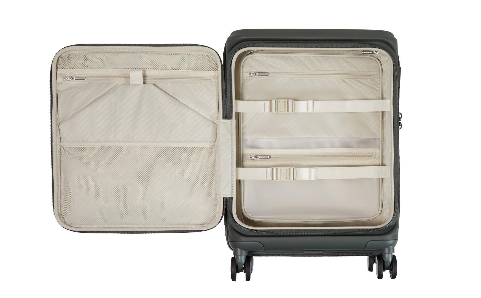 Samsonite Paralux Utvidbar kabinkoffert med dobbel inngang 55 cm Oliven-Harde kofferter-BagBrokers