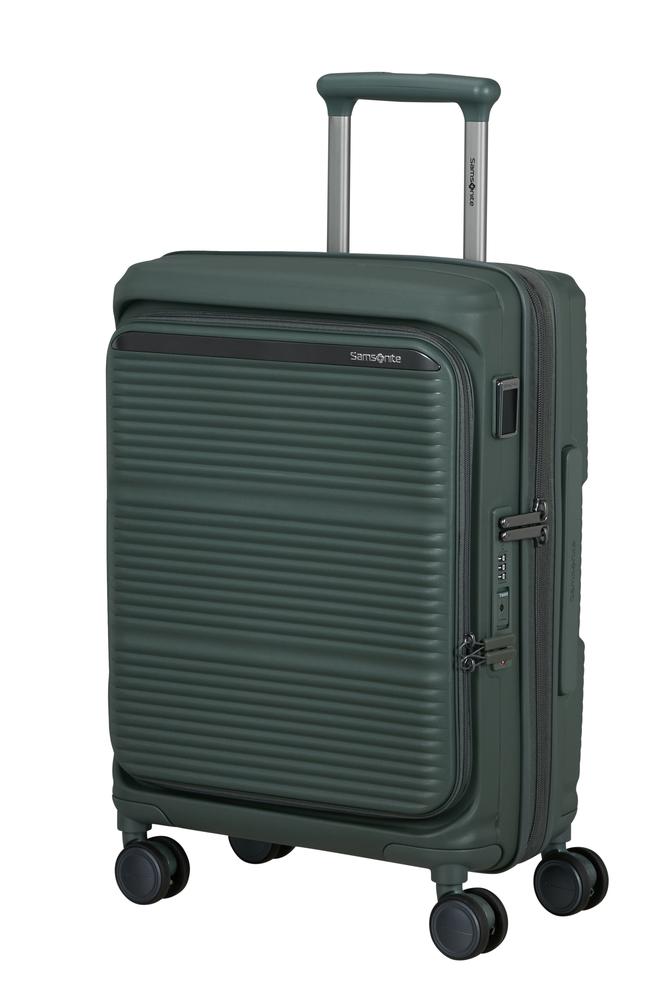 Samsonite Paralux Utvidbar kabinkoffert med dobbel inngang 55 cm Oliven-Harde kofferter-BagBrokers