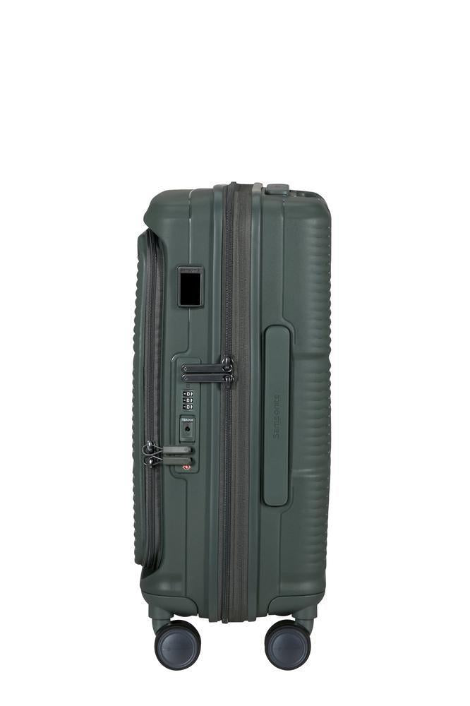 Samsonite Paralux Utvidbar kabinkoffert med dobbel inngang 55 cm Oliven-Harde kofferter-BagBrokers