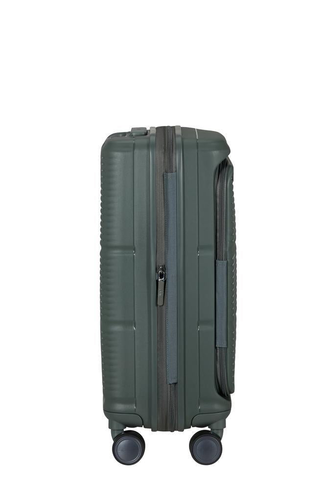 Samsonite Paralux Utvidbar kabinkoffert med dobbel inngang 55 cm Oliven-Harde kofferter-BagBrokers
