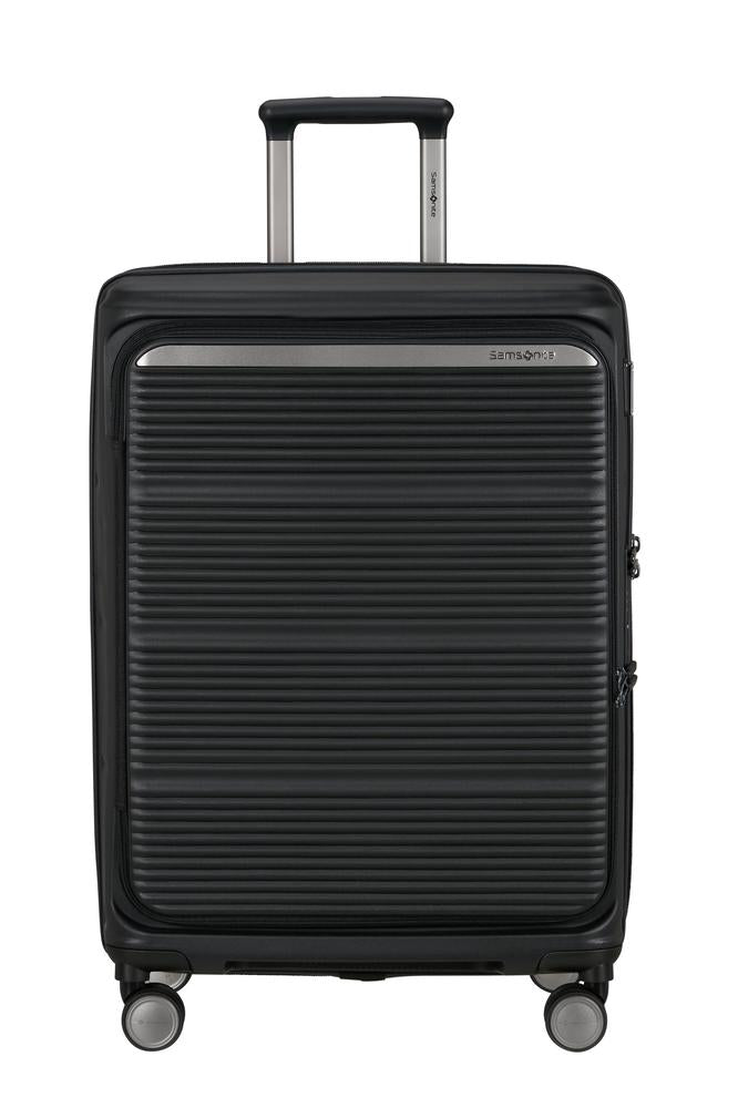 Samsonite Paralux Utvidbar koffert med dobbel inngang 67 cm Black-Harde kofferter-BagBrokers