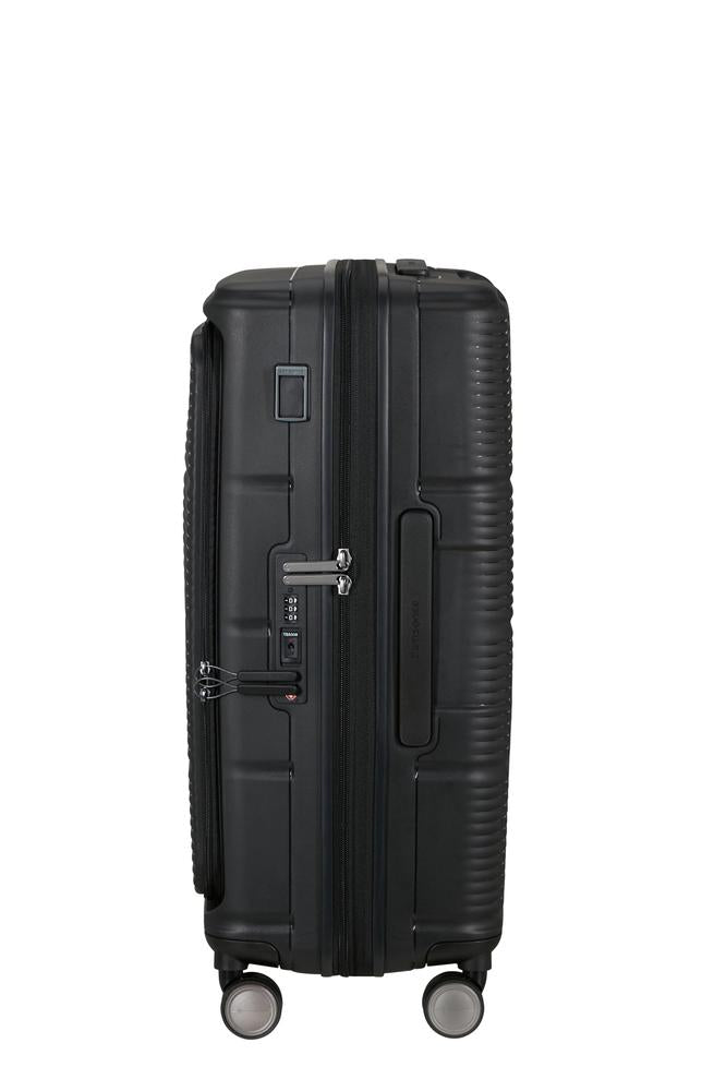 Samsonite Paralux Utvidbar koffert med dobbel inngang 67 cm Black-Harde kofferter-BagBrokers