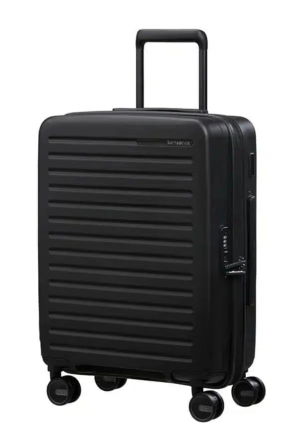 Samsonite RESTACKD utvidbar kabinkoffert 55 cm Black-Harde kofferter-BagBrokers
