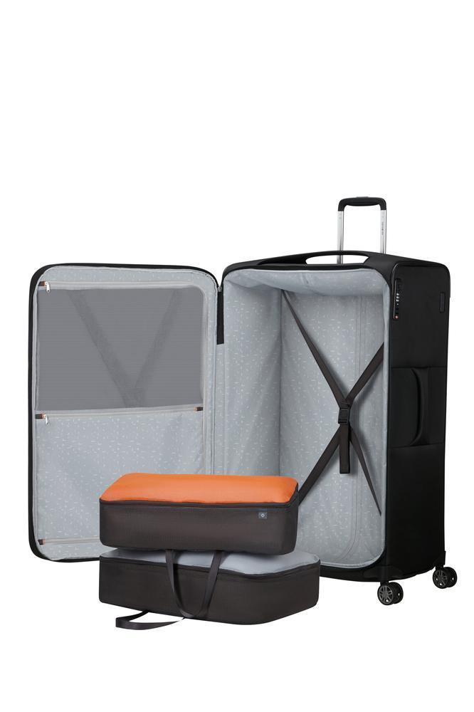 Samsonite Re-Lite myk Utvidbar koffert med 4 hjul 83 cm Svart-Myke kofferter-BagBrokers