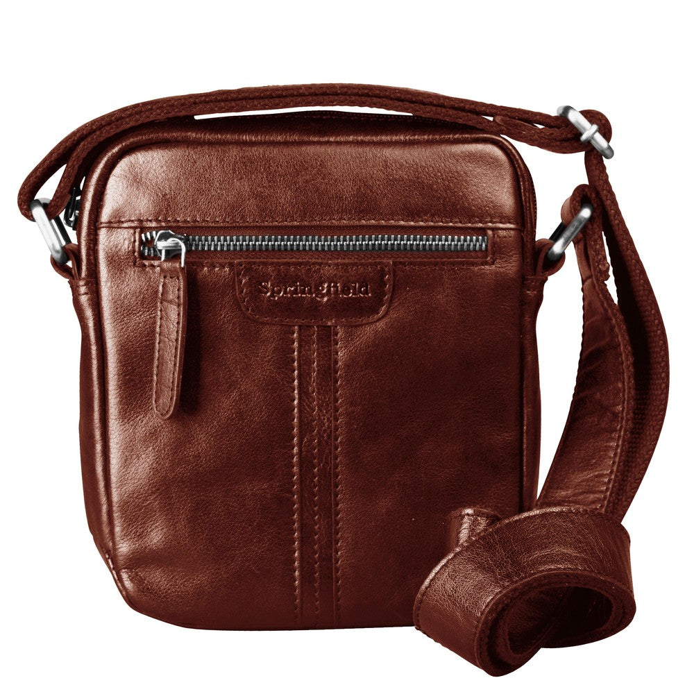 Springfield liten skulderveske i skinn Cognac-Veske-BagBrokers