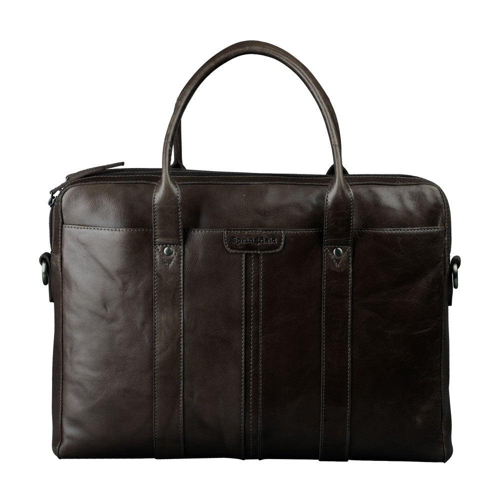 Springfield stor PC veske i skinn 15" Mørkebrun-Veske-BagBrokers