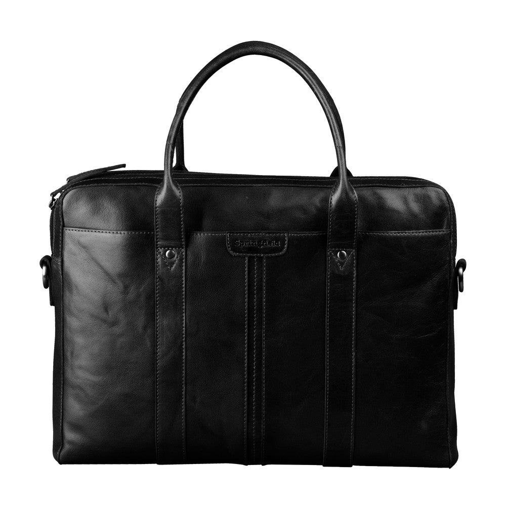 Springfield stor PC veske i skinn 15" Svart-Veske-BagBrokers