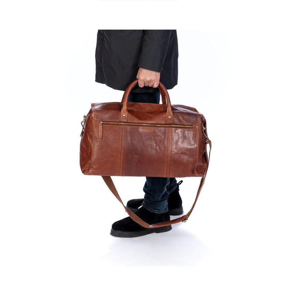 Springfield stor weekendbag i skinn Cognac-Bagger-BagBrokers