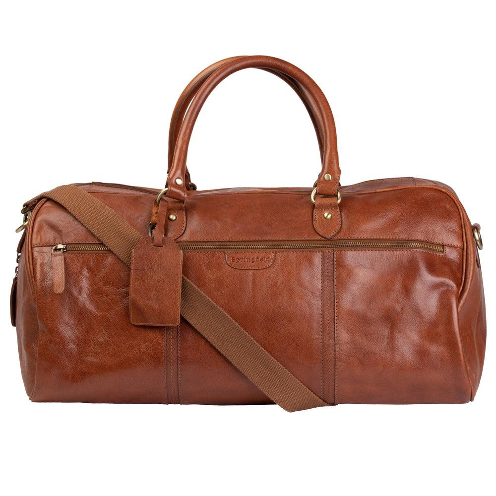Springfield stor weekendbag i skinn Cognac-Bagger-BagBrokers