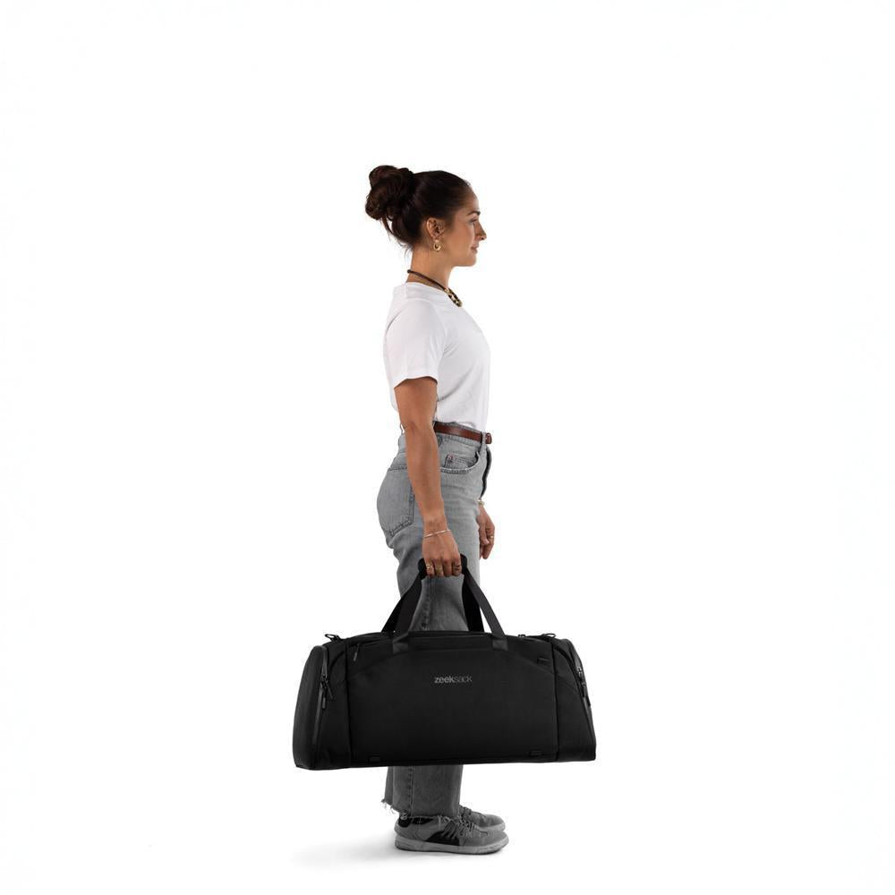 The Duffelbag på person - størrelse og passform