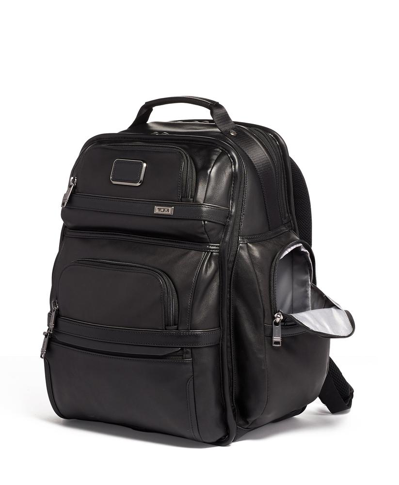Tumi Alpha 3 Brief Pack Black Leather-Ryggsekker-BagBrokers
