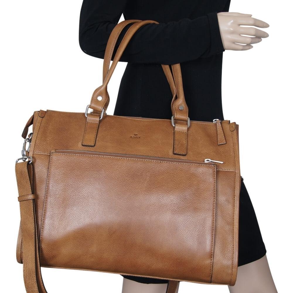 Business-Adax Napoli Lulu Skinn Laptop Veske 14" Cognac-BagBrokers