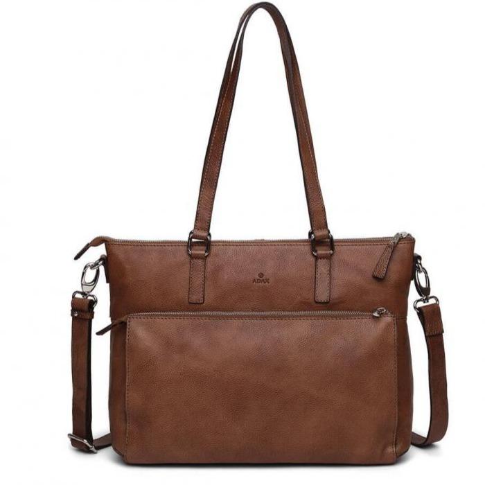 Business-Adax Napoli Malia Skinn Laptop Skulderveske 14" Cognac-BagBrokers