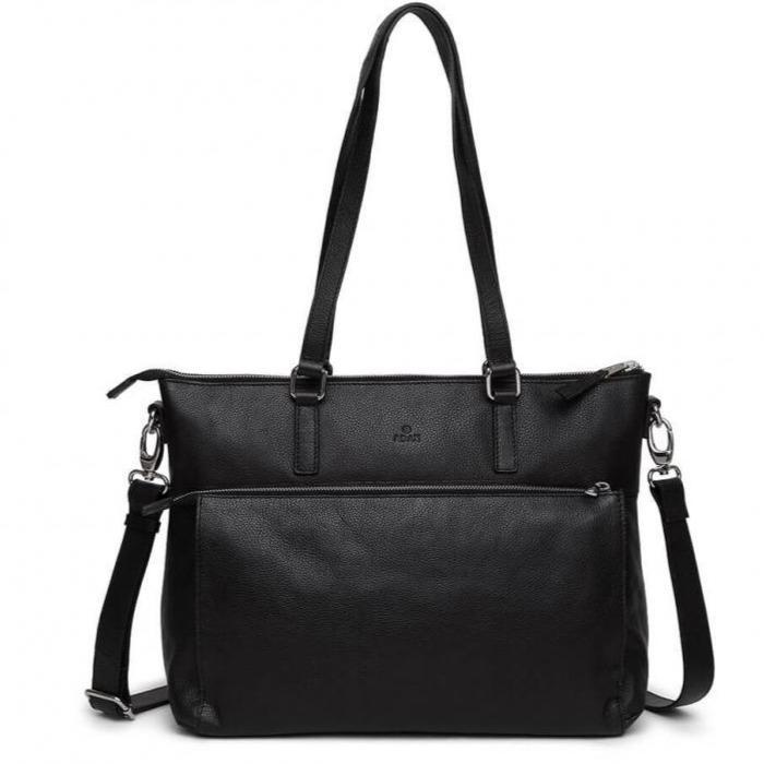 Business-Adax Napoli Malia Skinn Laptop Skulderveske 14" Svart-BagBrokers