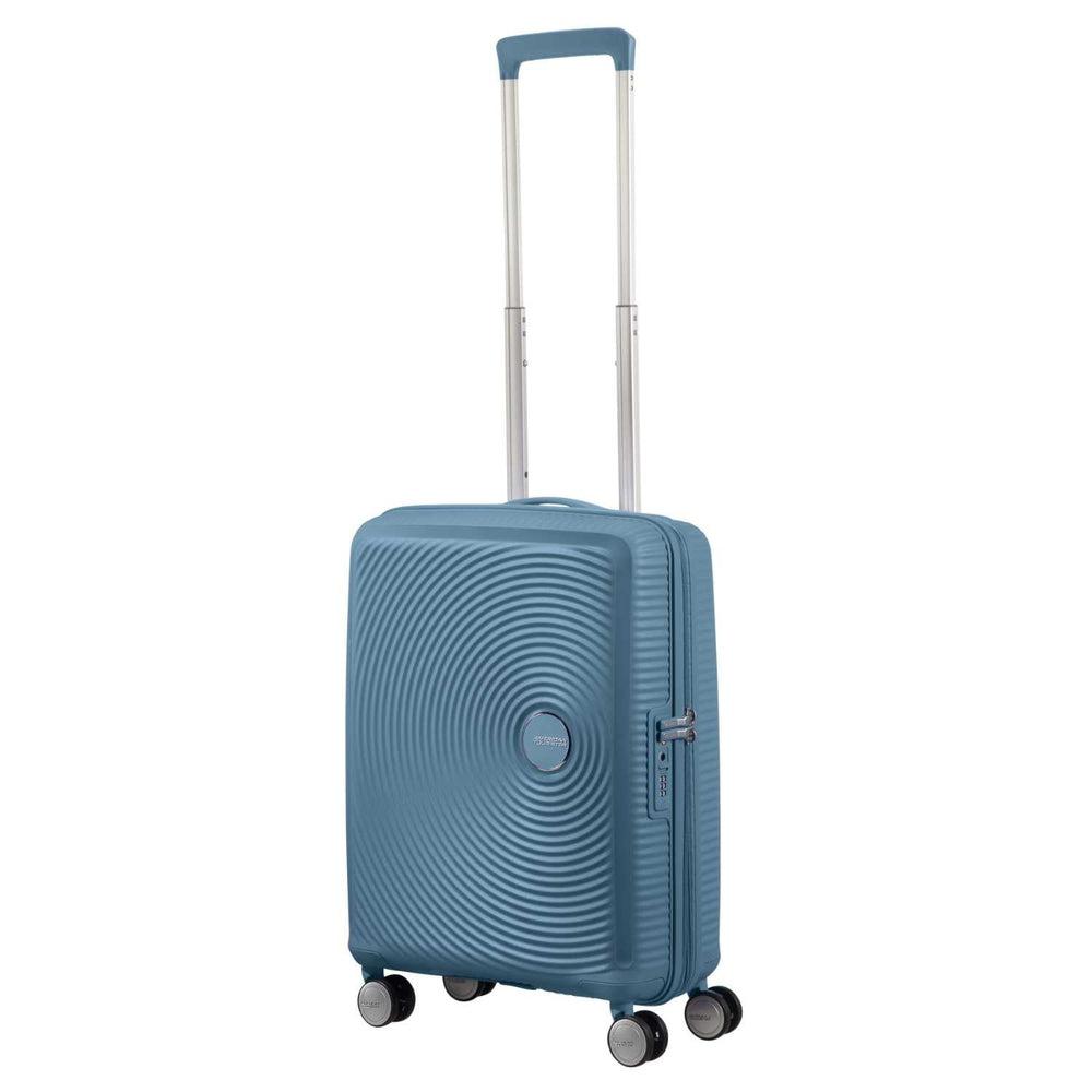 American Tourister Soundbox ekspanderende kabin koffert 55 cm Stone Blue-Harde kofferter-BagBrokers