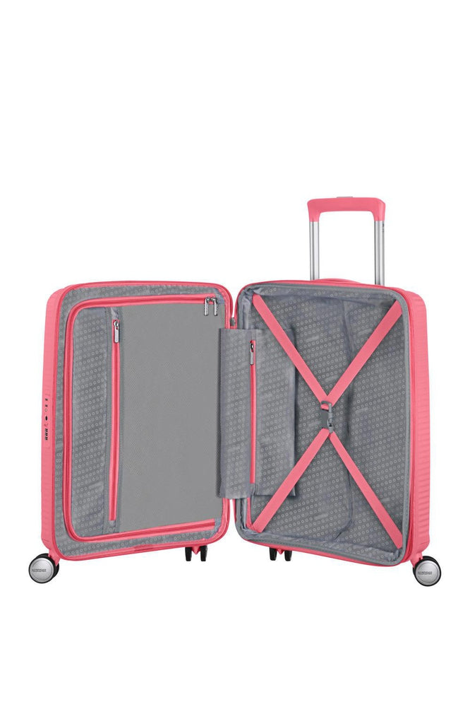 American Tourister Soundbox ekspanderende kabinkoffert 55 cm Sun Kissed Coral-Harde kofferter-BagBrokers