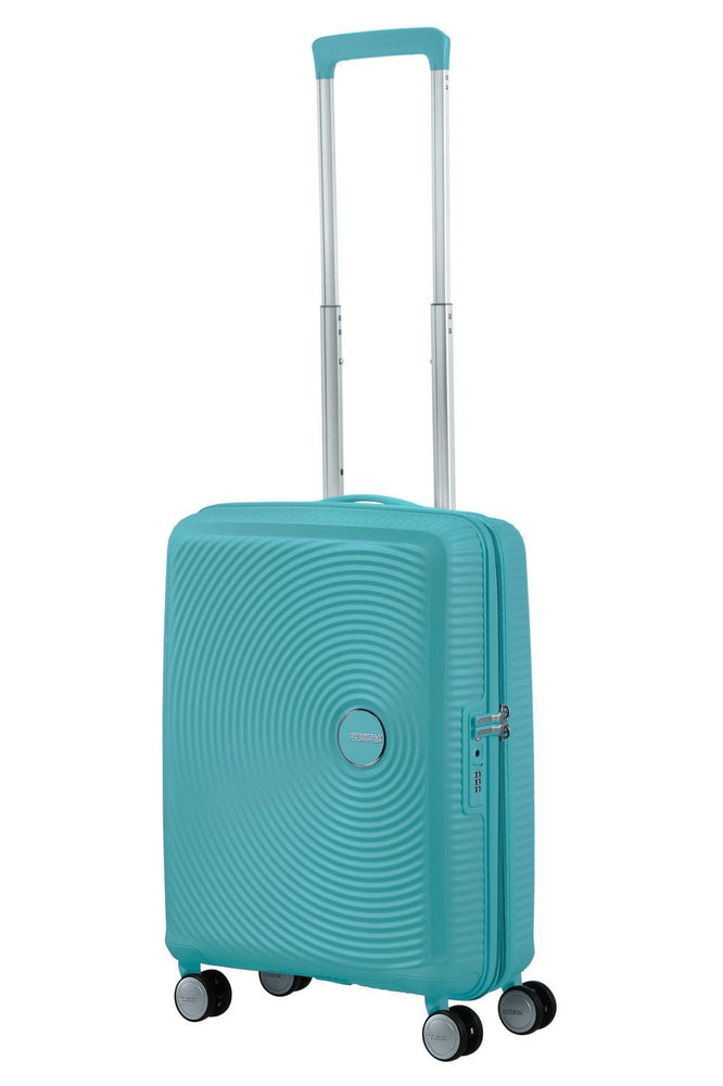 American Tourister Soundbox ekspanderende kabinkoffert 55 cm Turquoise Tonic-Harde kofferter-BagBrokers