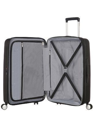 Harde kofferter-American Tourister Soundbox Ekspanderende Koffert sett 3 deler Sort-BagBrokers