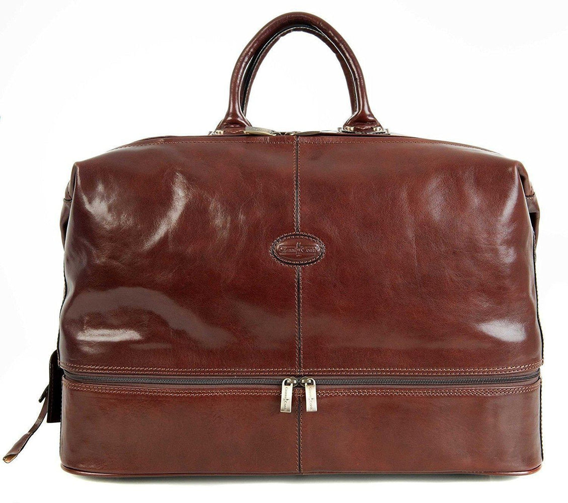Bagger-Gianni Conti Skinn Reisebag. Eksklusivt Italiensk Kalveskinn Brun-BagBrokers