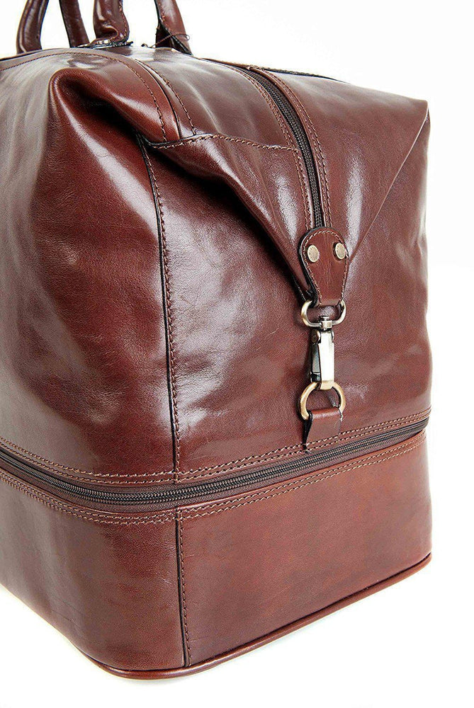 Bagger-Gianni Conti Skinn Reisebag. Eksklusivt Italiensk Kalveskinn Brun-BagBrokers