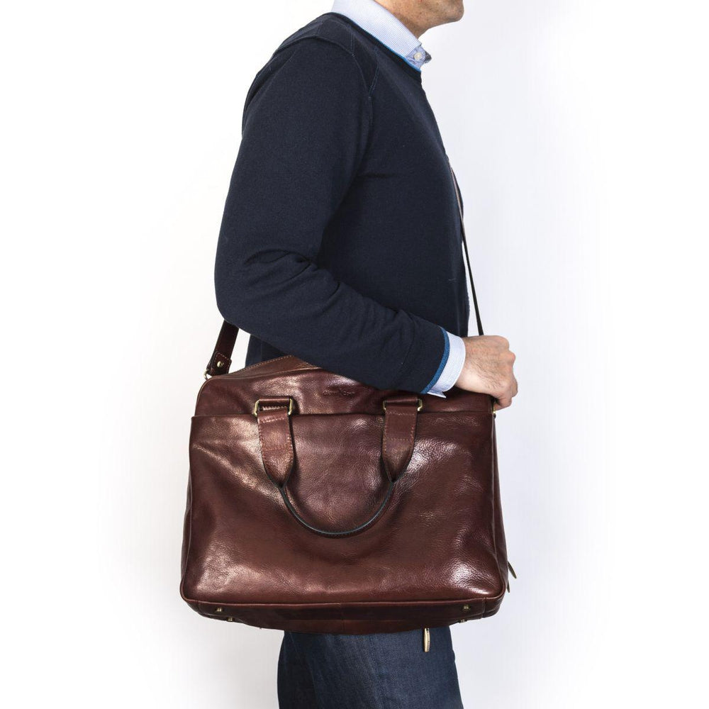 Gianni Conti Stor klassisk PC veske 13" Brown-Vesker-BagBrokers