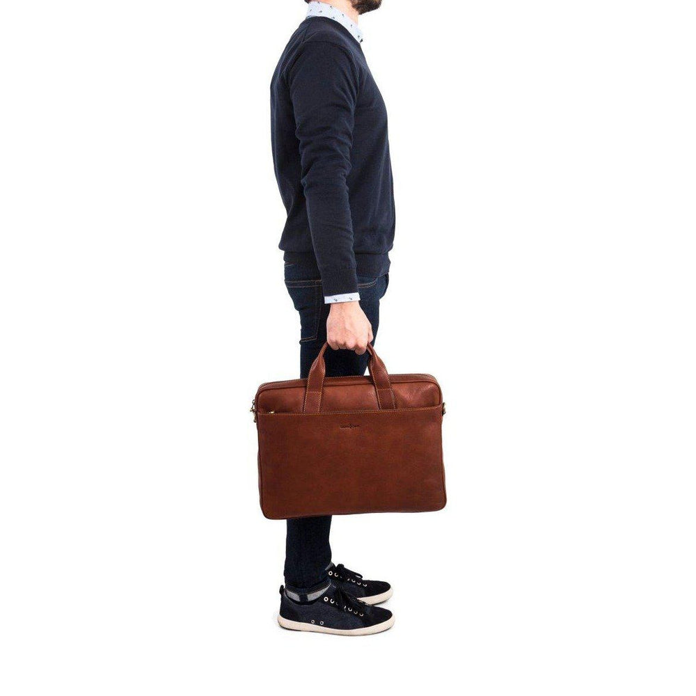 Gianni Conti klassisk PC veske 15" dark Brown-Vesker-BagBrokers