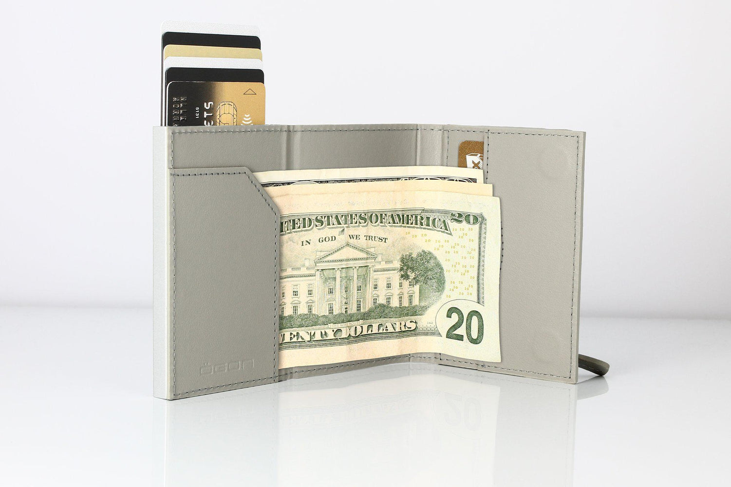 Lommebok/ Kortholder-Grå Ögon Cascade Premium Zipper Skinn Kortholder 8 kort.-BagBrokers