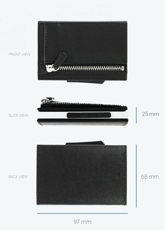 Lommebok/ Kortholder-Grå Ögon Cascade Premium Zipper Skinn Kortholder 8 kort.-BagBrokers