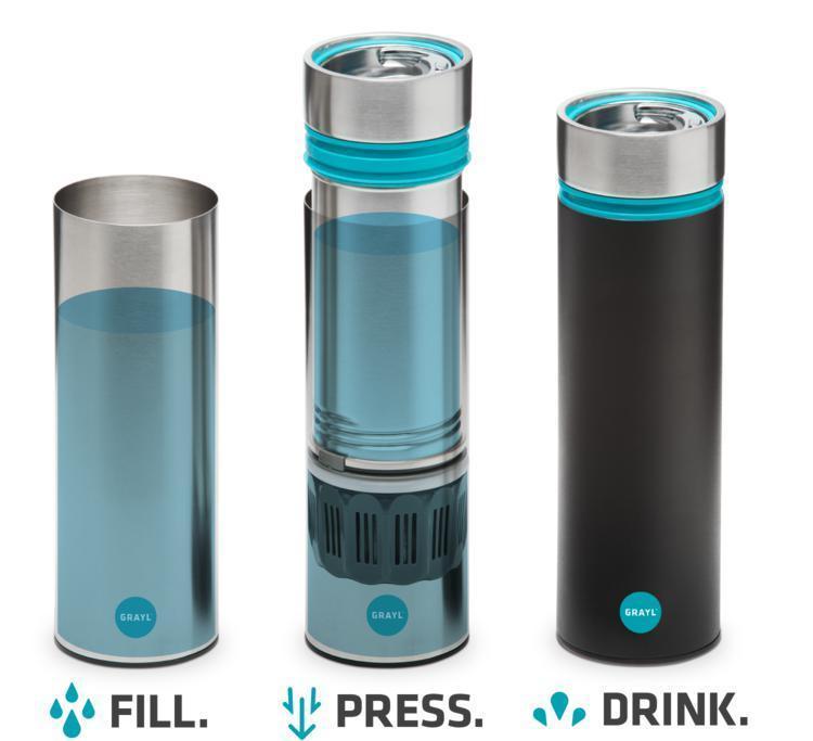 -Grayl. Drikkeflaske/presskanne med G3+ filter Sort/ Turkis-BagBrokers