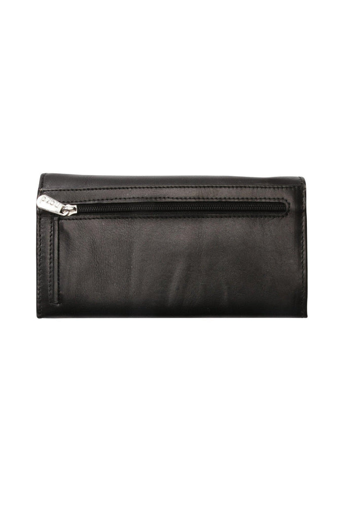 Lommebok/ Kortholder-Nord Leather. Dame skinn Portemone. 7 kortlommer/ myntlomme Sort-BagBrokers