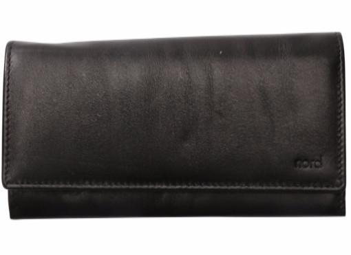 Lommebok/ Kortholder-Nord Leather. Dame skinn Portemone. 7 kortlommer/ myntlomme Sort-BagBrokers