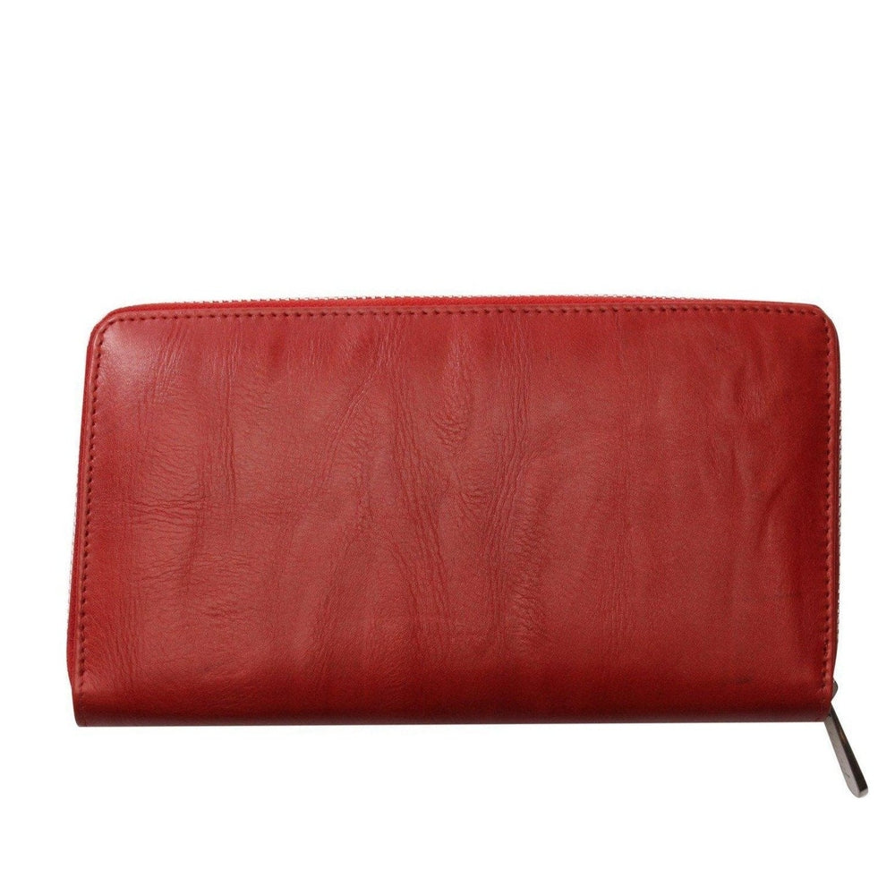 Lommebok/ Kortholder-Nord Leather. Dame Stor Portemone/ Clutch med speil. 8 kortlommer/ Iphone. Rød-BagBrokers