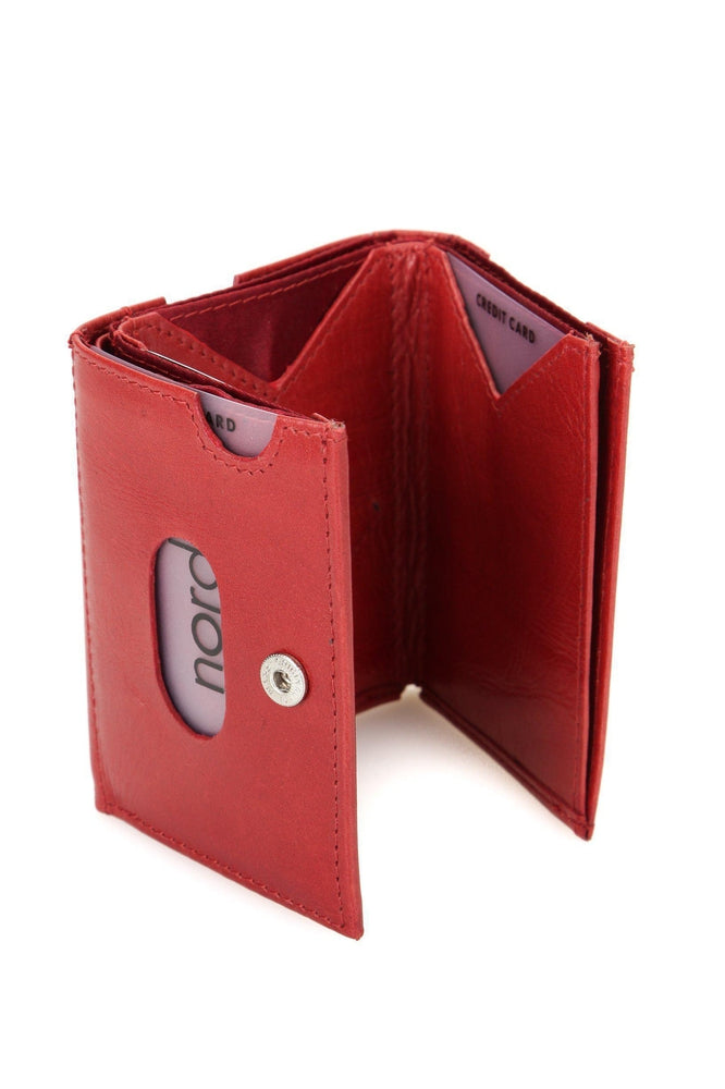 Lommebok/ Kortholder-Nord Leather. Liten Unisex skinn Lommebok-Kortholder Rød-BagBrokers