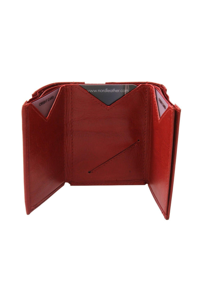 Lommebok/ Kortholder-Nord Leather. Liten Unisex skinn Lommebok-Kortholder Rød-BagBrokers