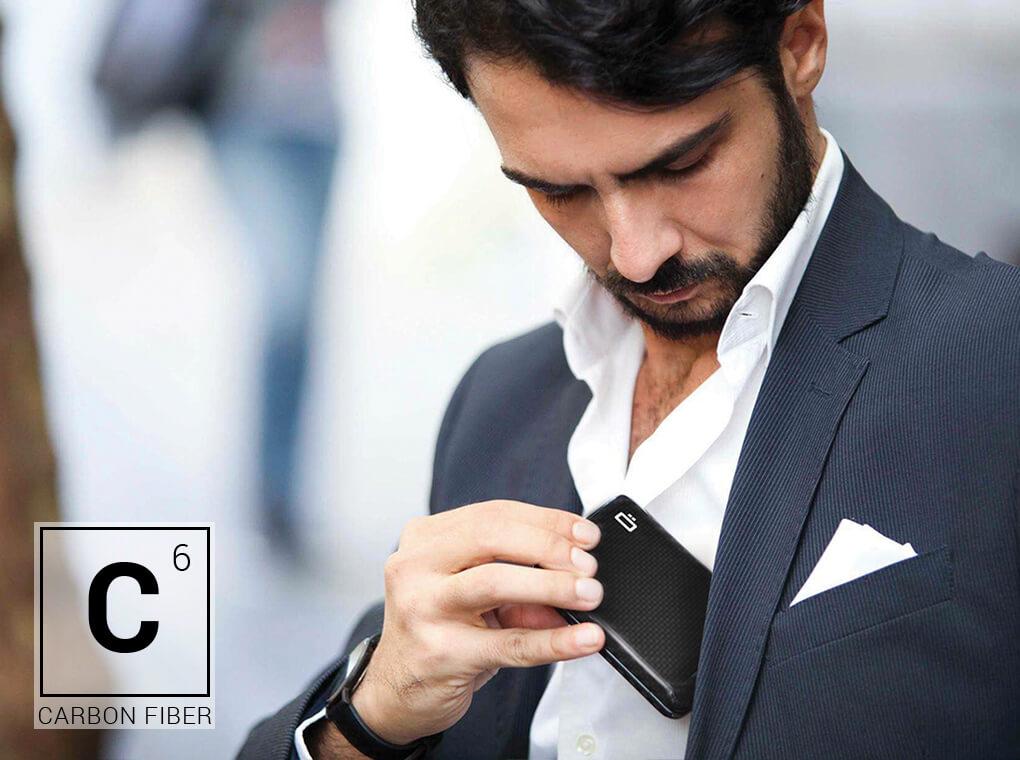 Ögon Designs Karbonfiber kortholder Svart Taffeta-Lommebok/ Kortholder-BagBrokers