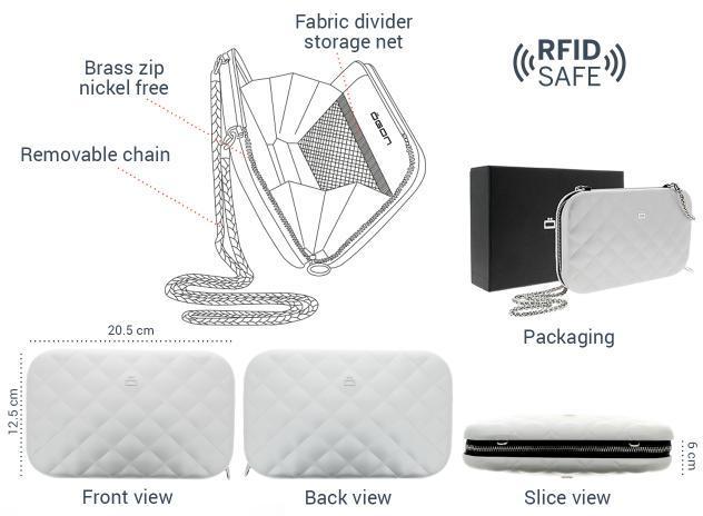Damevesker-Ögon Designs - Quilted Aluminium Crossover/ Clutch veske sølv-BagBrokers