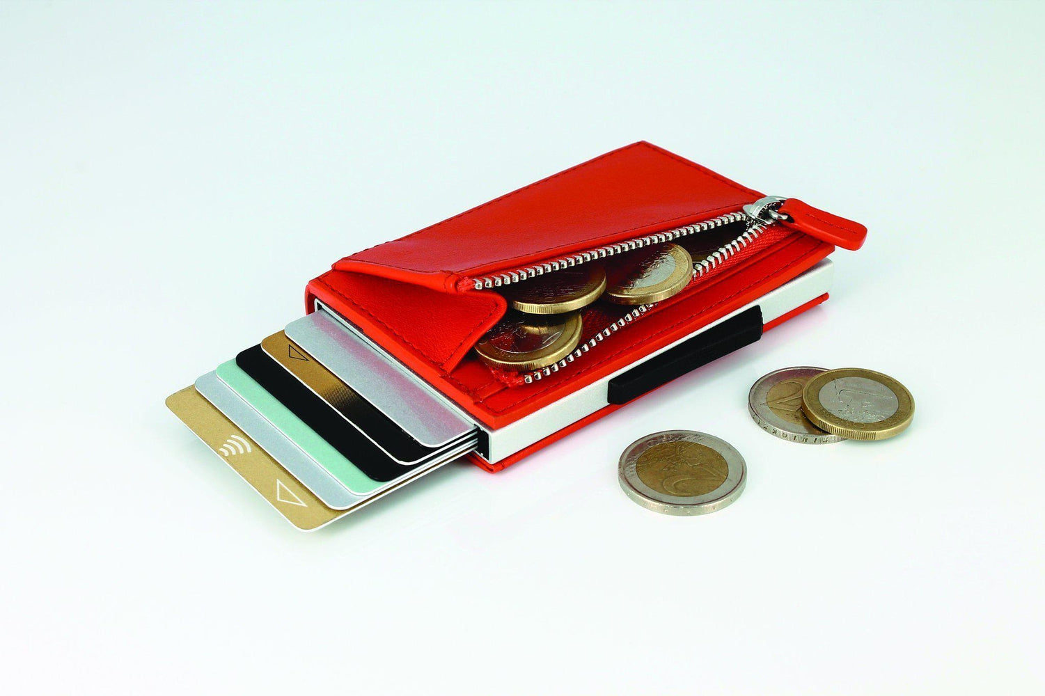 Lommebok/ Kortholder-Oransje Ögon Cascade Premium Zipper Skinn Kortholder 8 kort.-BagBrokers