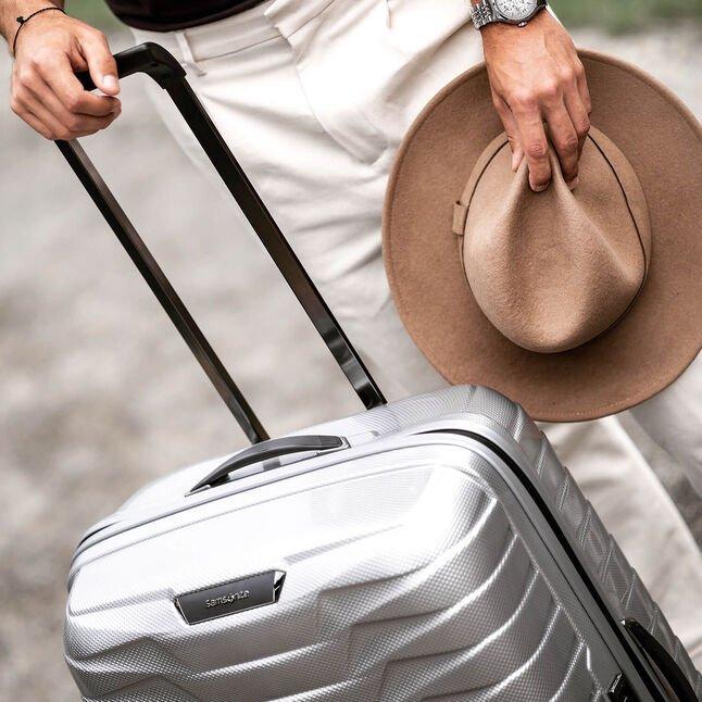 Samsonite PROXIS Utvidbar kabinkoffert med 4 hjul Silver-Harde kofferter-BagBrokers