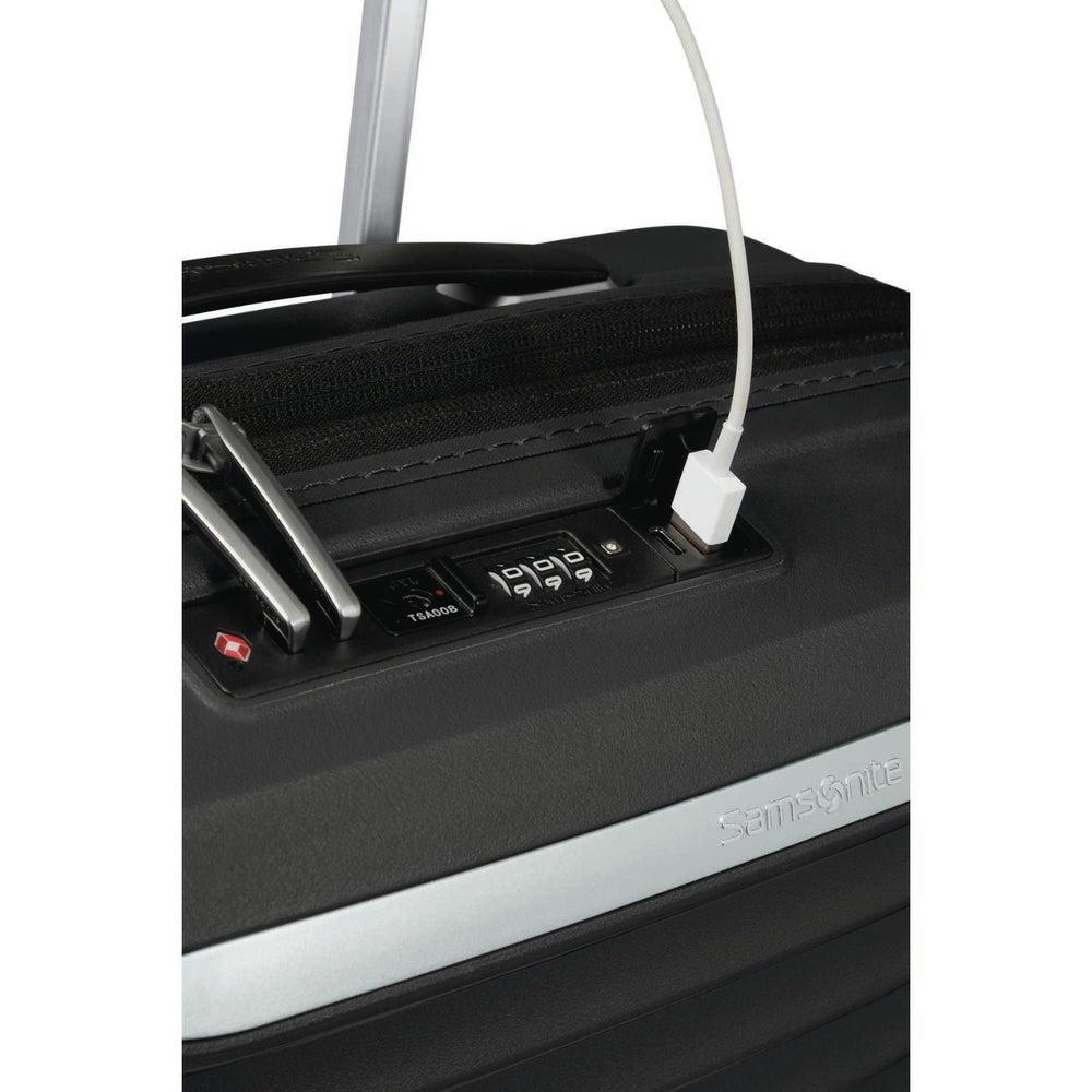 Samsonite UPSCAPE ekspanderende Kabin koffert 55 cm Svart-Harde kofferter-BagBrokers