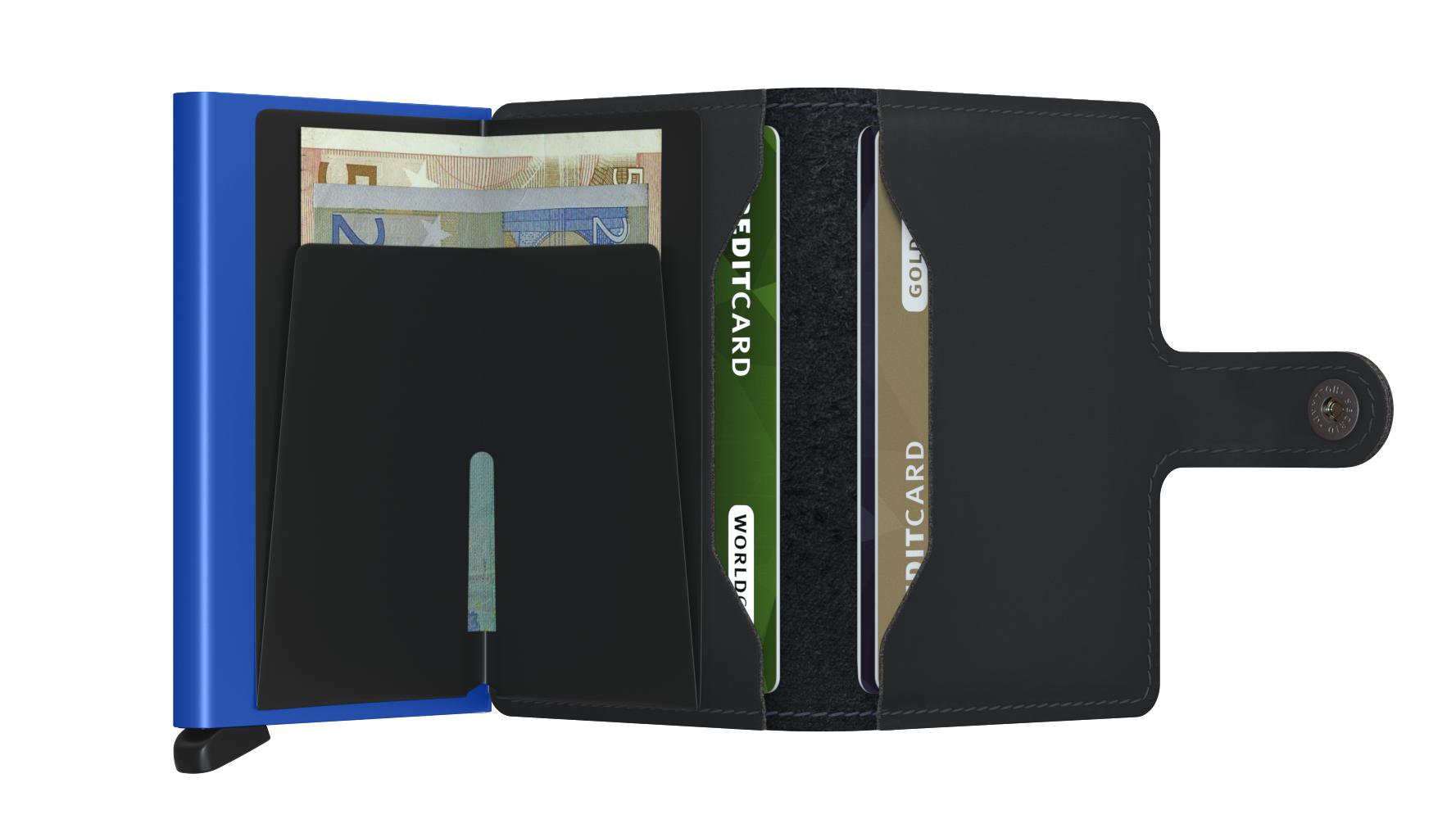 Secrid Miniwallet Matte Black & Blue-Lommebok/ Kortholder-BagBrokers