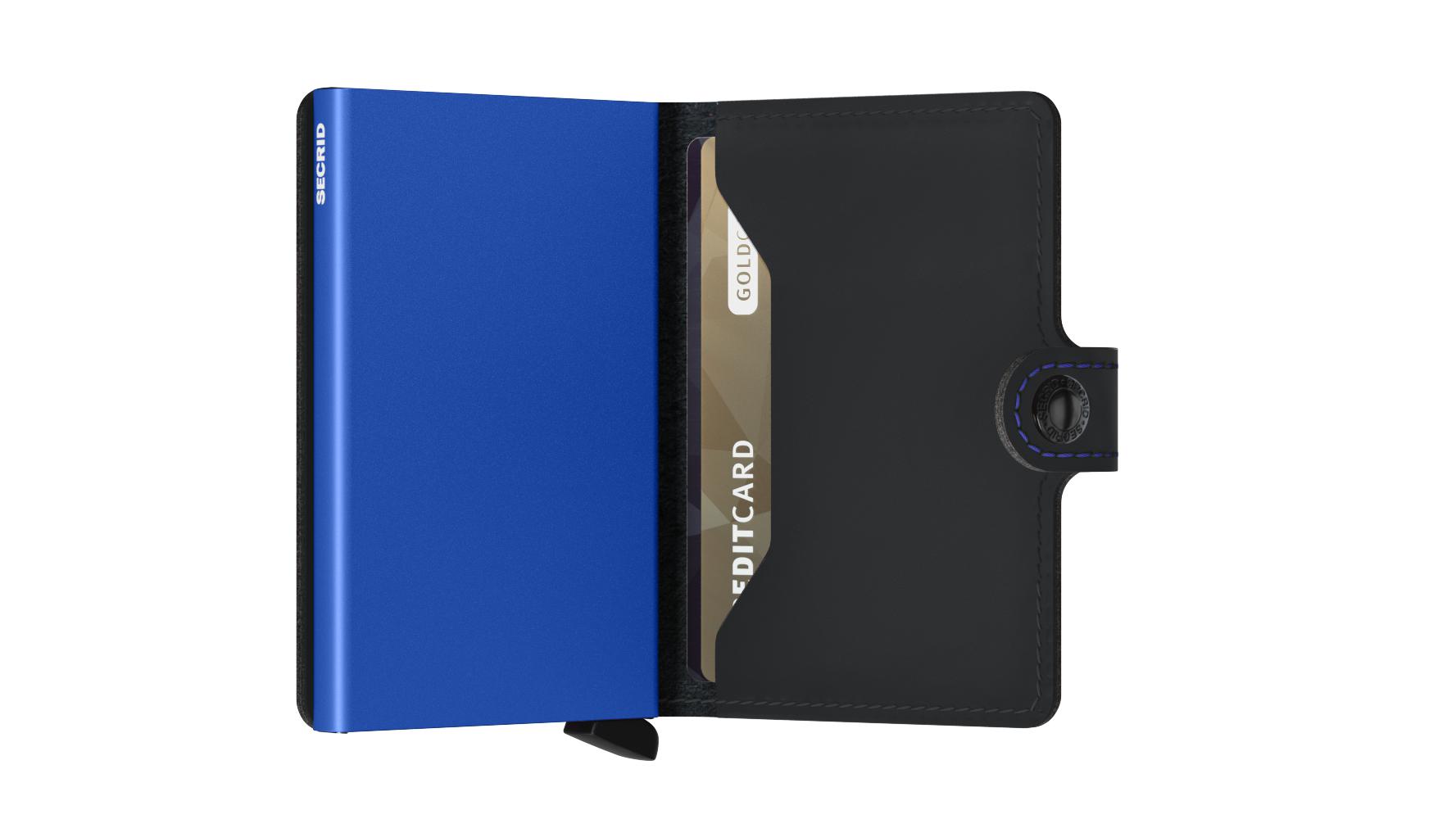 Secrid Miniwallet Matte Black & Blue-Lommebok/ Kortholder-BagBrokers