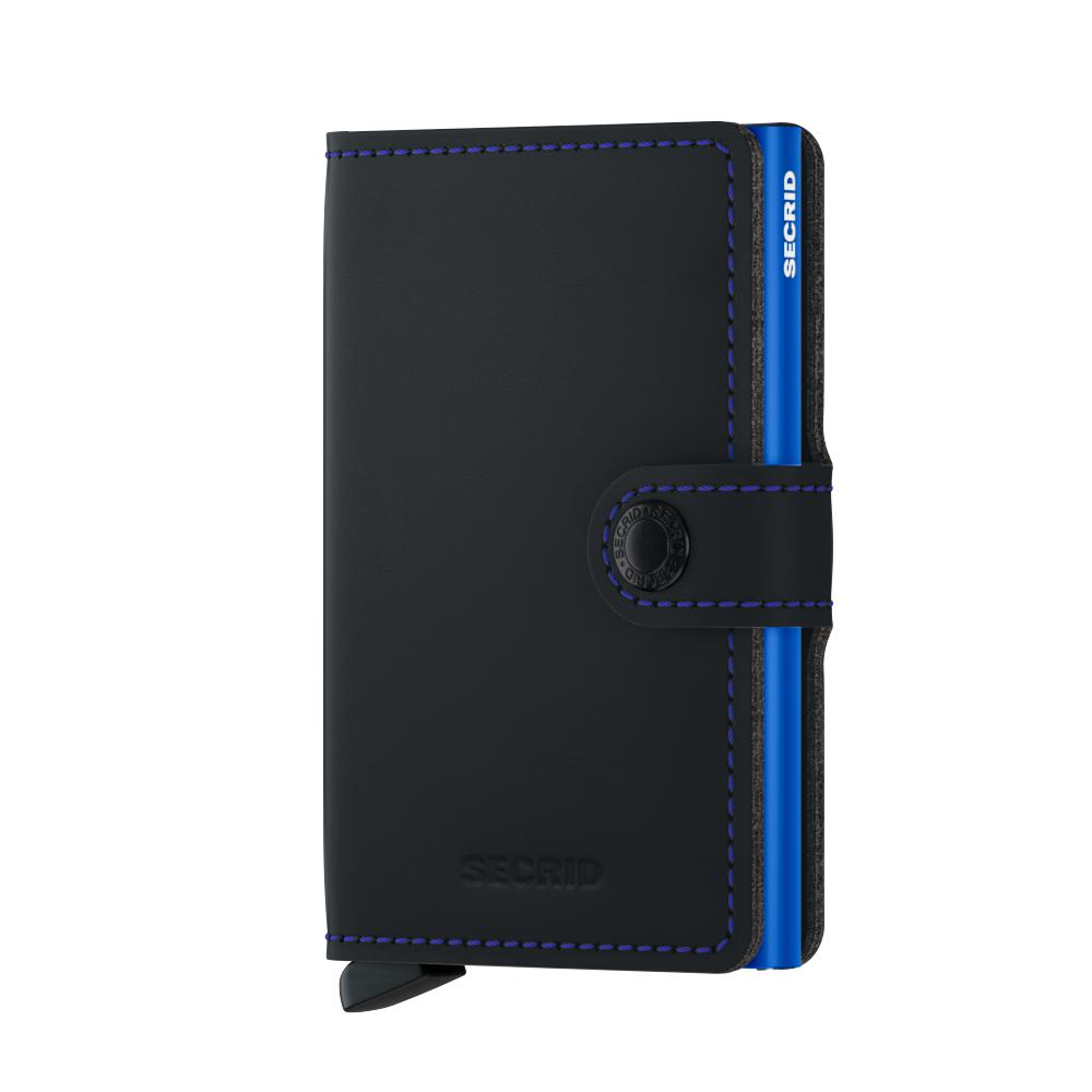 Secrid Miniwallet Matte Black & Blue-Lommebok/ Kortholder-BagBrokers