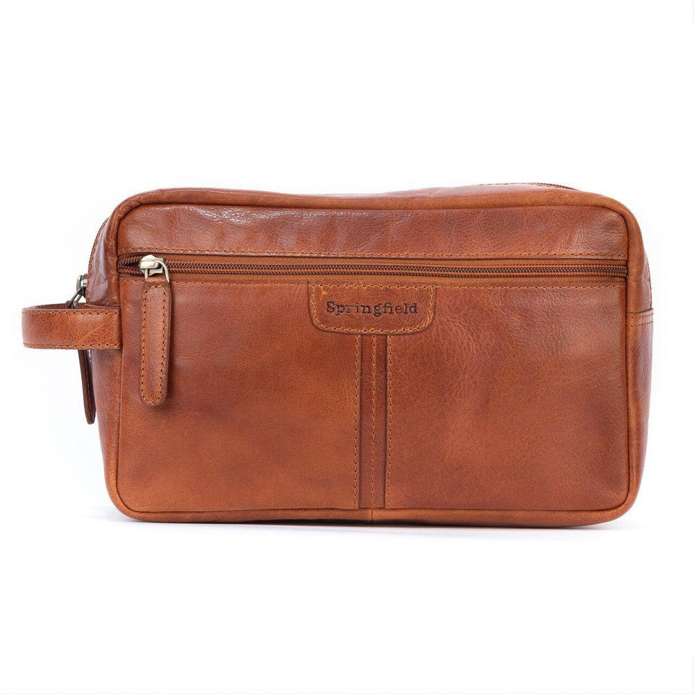 Springfield toalettmappe i skinn Cognac-Toalettmappe-BagBrokers