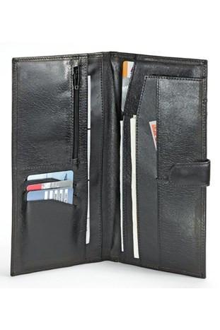 Lommebok/ Kortholder-Trend Traveler - Reiselommebok i skinn sort-BagBrokers