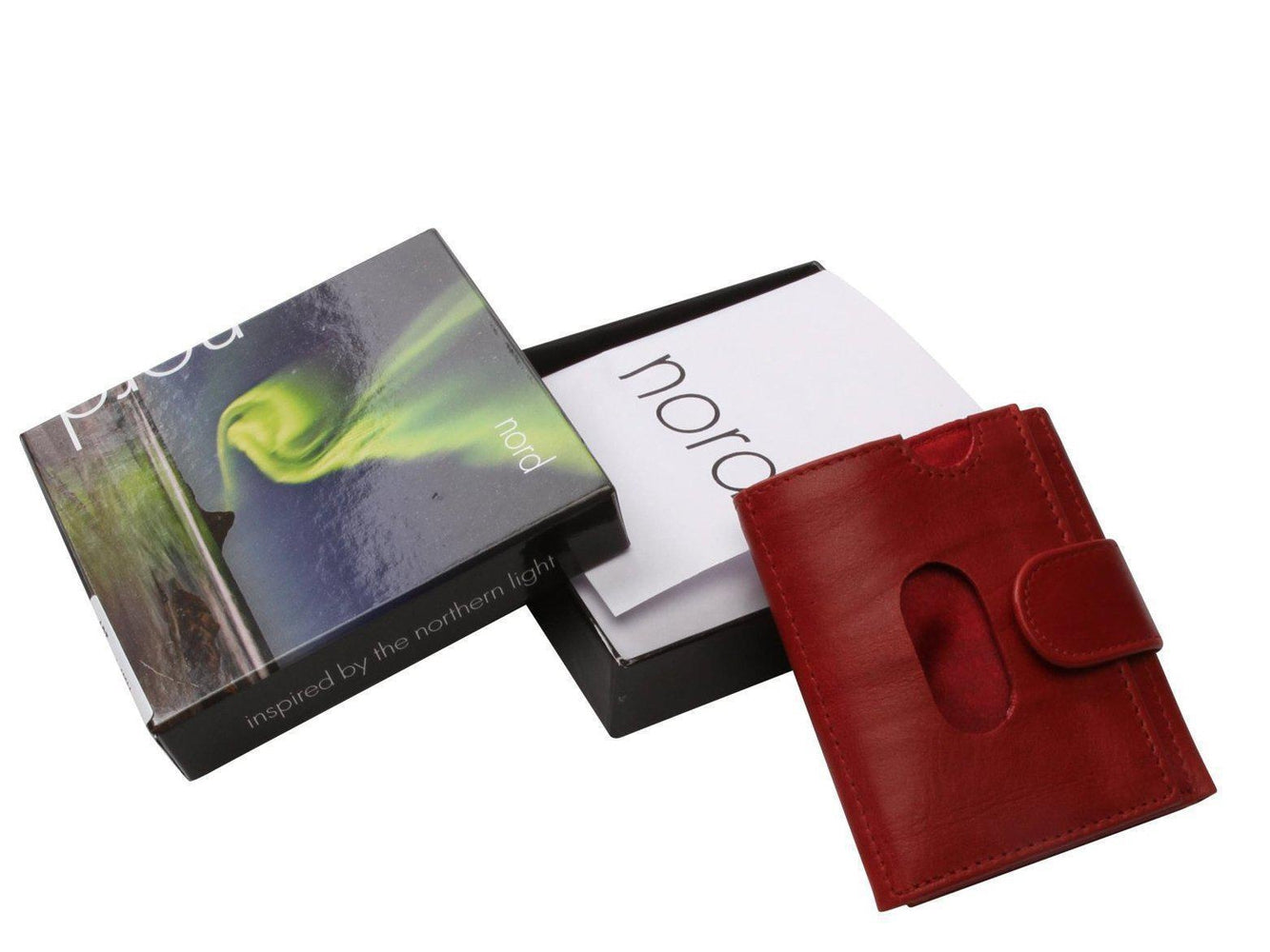 Lommebok/ Kortholder-Nord Leather. Liten Unisex skinn Lommebok-Kortholder Sort-BagBrokers