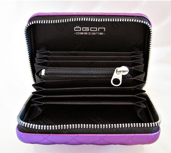 Lommebok/ Kortholder-Ögon Designs - Quilted Aluminium zipper lommebok/ kortholder 24 Kort lilla-BagBrokers