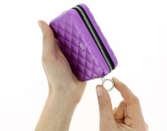 Lommebok/ Kortholder-Ögon Designs - Quilted Aluminium zipper lommebok/ kortholder 24 Kort lilla-BagBrokers