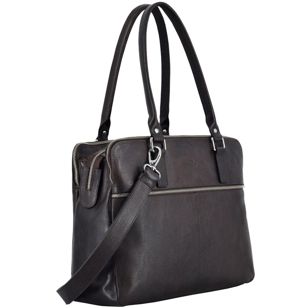 Adax Napoli Gerda Skinn håndveske 14" Dark Brown-Veske-BagBrokers